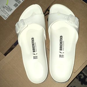 White Birkenstock sandals